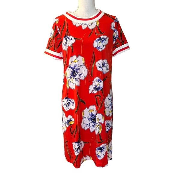 madison leigh Dresses & Skirts - Madison Leigh Short Sleeve Red Floral Print T-shirt Dress Women Medium NEW
